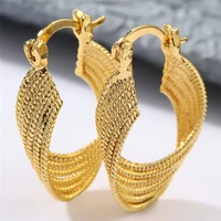 vintage simple geometric small circle hoop earrings shiny gold color fashion brand jewelry for women wedding party gift