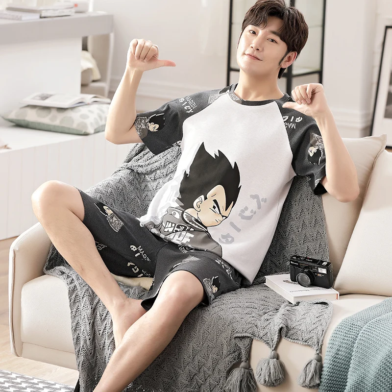 Комплект пижамный для мужчин и женщин с рисунком Vegeta SONG пижама из чистого хлопка