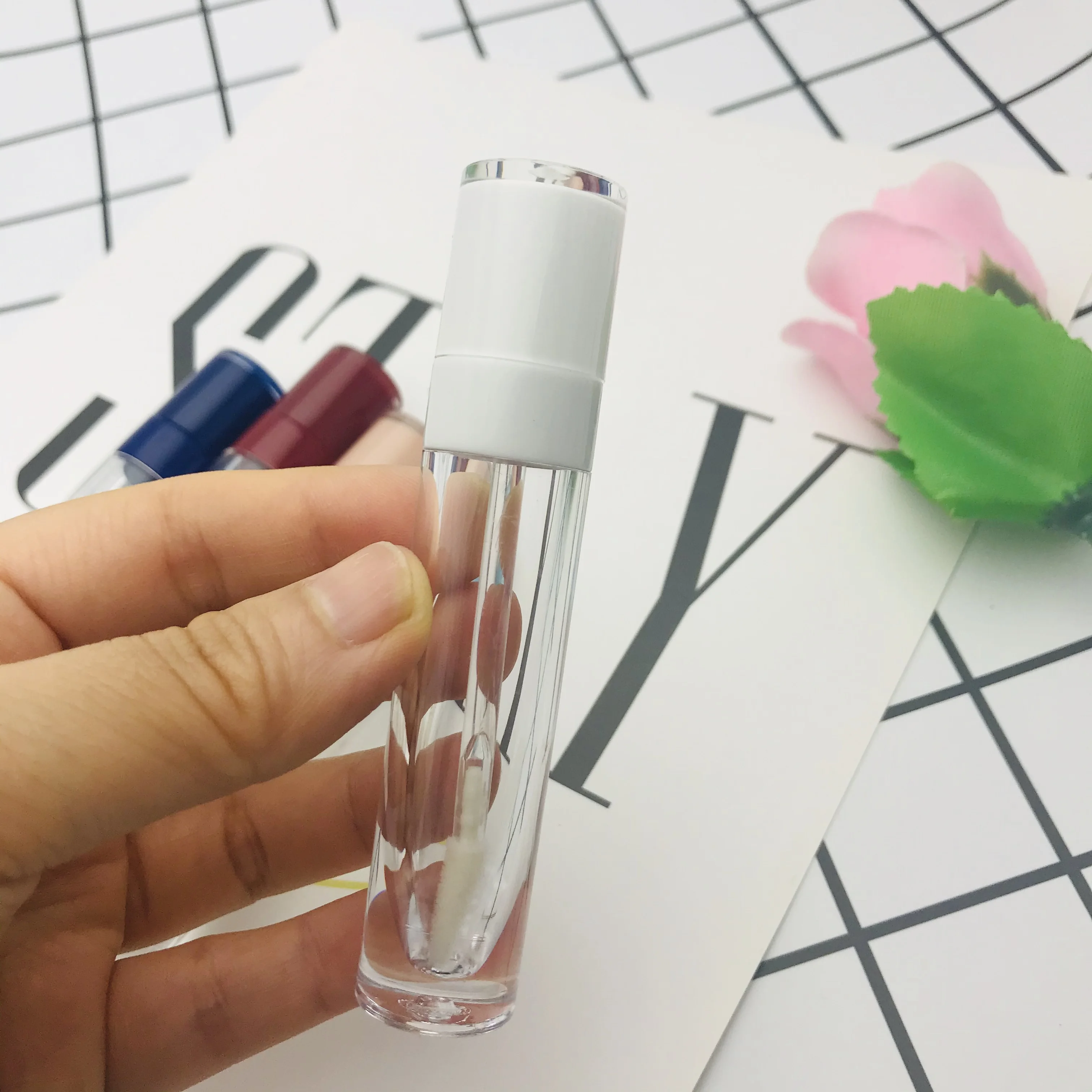 

100/50pcs 7ML Lip Gloss Tubes Clear Empty Lipgloss Tube Green Lid,DIY Lip glaze cosmetic packing container