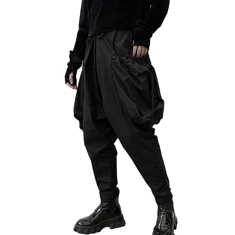 

M-XL!2020 spring new dark personality big pocket men's Harlan casual pants hair stylist overalls pants feet pants.