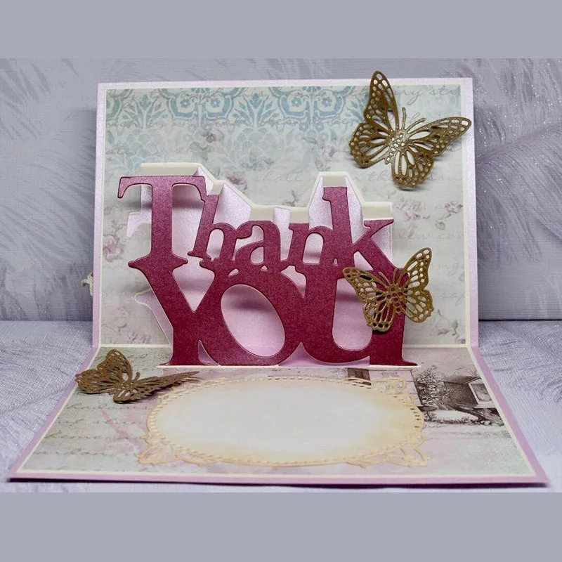 Выдвижная надпись Thank You металлические Вырубные штампы для скрапбукинга и