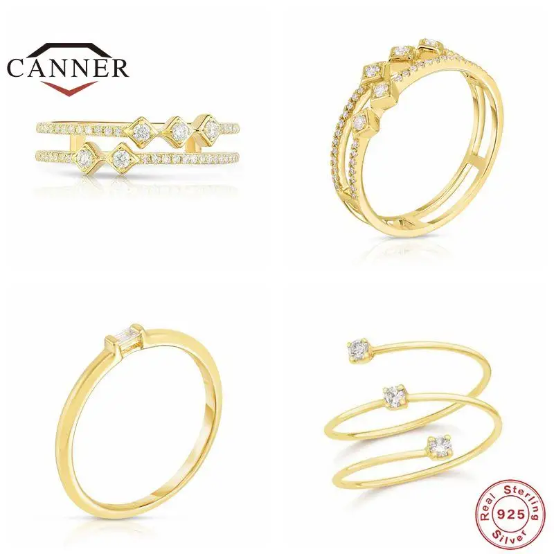 

CANNER Size 6/7/8 925 Sterling Silver Exquisite Ring for Women Men Wedding Engagement Finger Rings Silver 925 Jewelry Anillo