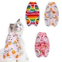 cat weaning suit breathable printing four legged polyester anti licking postpartum cloth comfortable to wear for pet