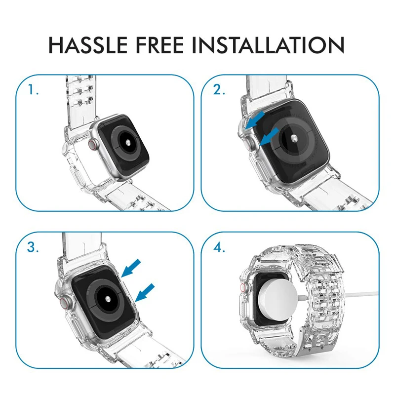 

Transparent Sport Strap for Apple Watch Band 42mm/44mm IWatch Series 5 4 3 2 Silicone Bracelet Watchband for Apple Watch 5/4/3/2