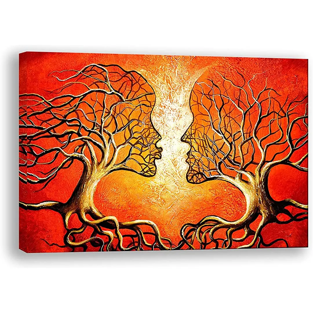 

Kiss Tree Red Color Love Pictures Wall Art Prints Abstract Poster for Living Room Home Decor