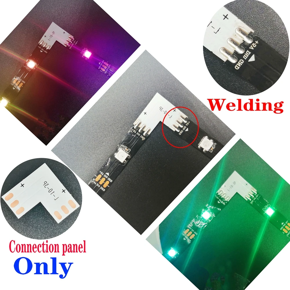 Connector WS2812b WS2813 WS2815 SK6812 WS2811 5050 RGB Led Strip 10mm 2 3 4 5Pin X T L Shape Corner Clip Free Soldering Terminal |