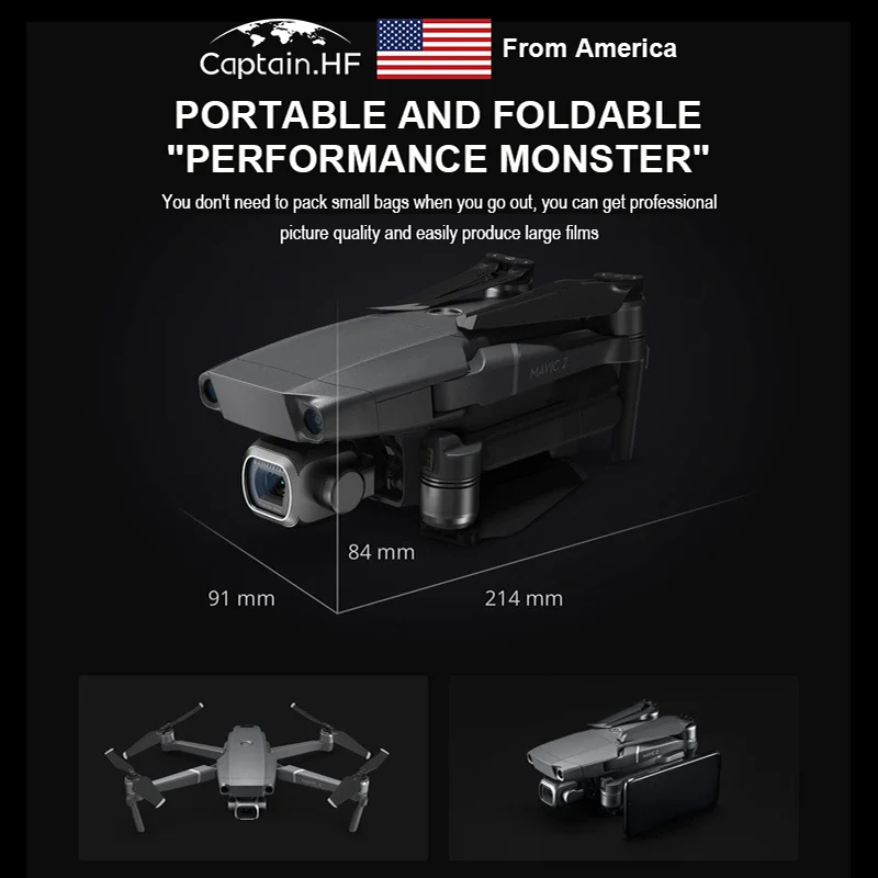 US Captain Mavic 2 Zoom Drone Интеллектуальный Контроллер Hasselblad Камера 4K HDR Видео 1 &quotCMOS