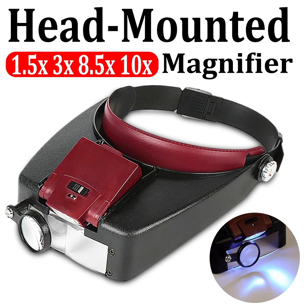 

Watch Maintenance Magnifying Glasses Head-mounted For Reading Optivisor LED Magnifying Glass Loupes Watch Jewelry Repair Tool