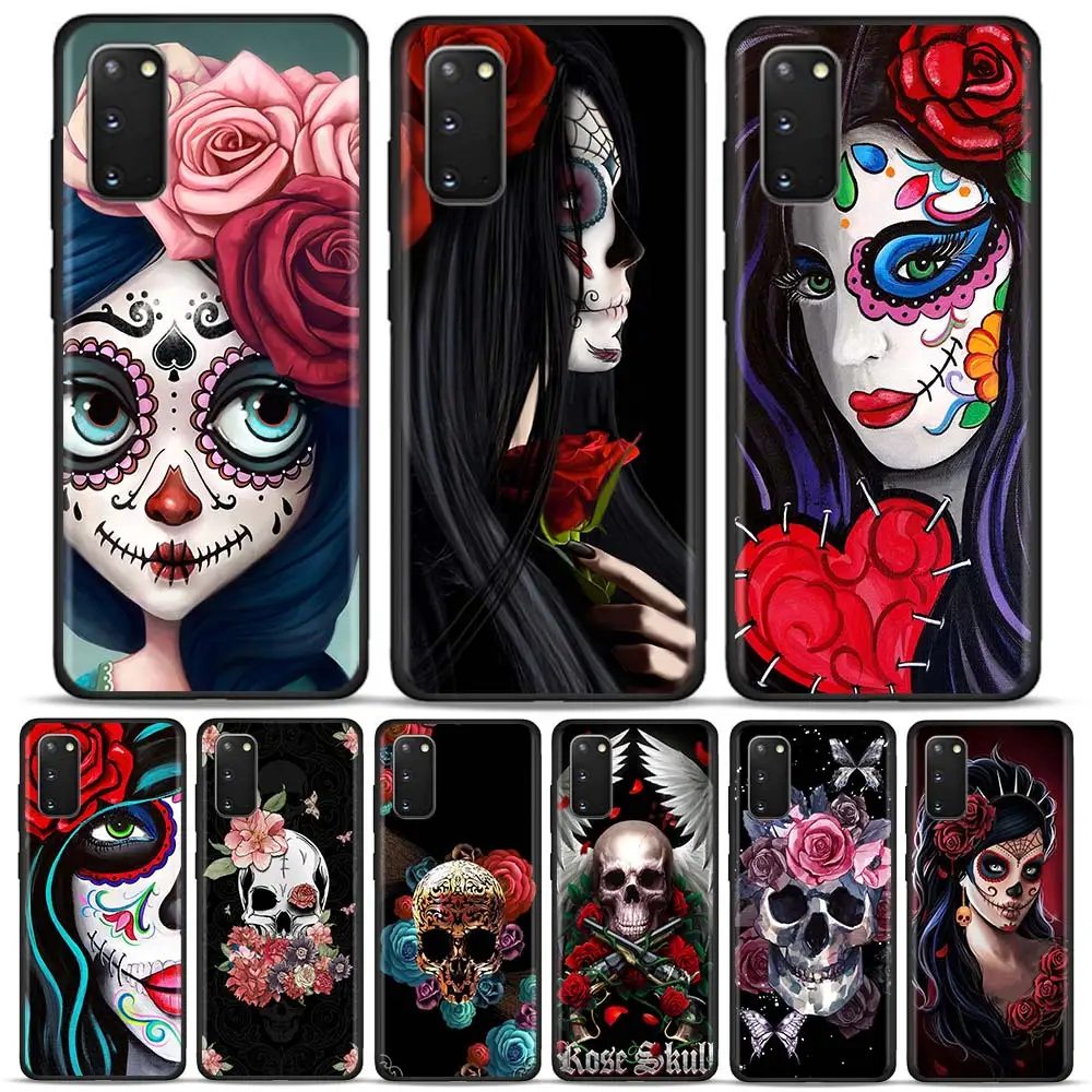 

Catrina beautiful rose girl Skull Art Case for Samsung Galaxy S8 S9 S10 S20 S21 FE Ultra 5G Plus S10e Phone Cover Coque