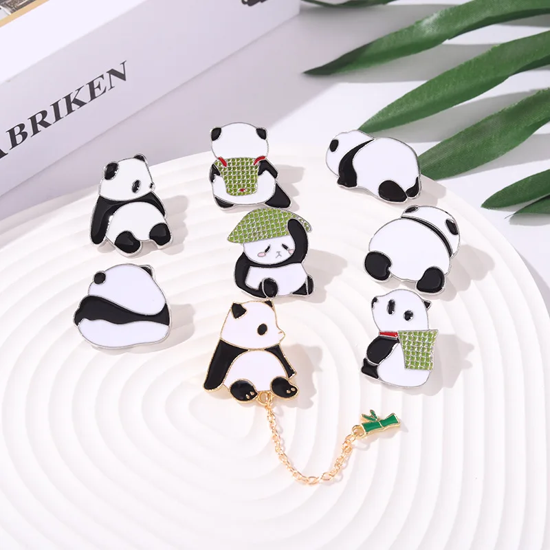 

Cute Cartoon Panda Metal Enamel Pin Denim Shirt Collar Lapel Pins Badges Brooches for Friends Kids Gift Animal Jewelry