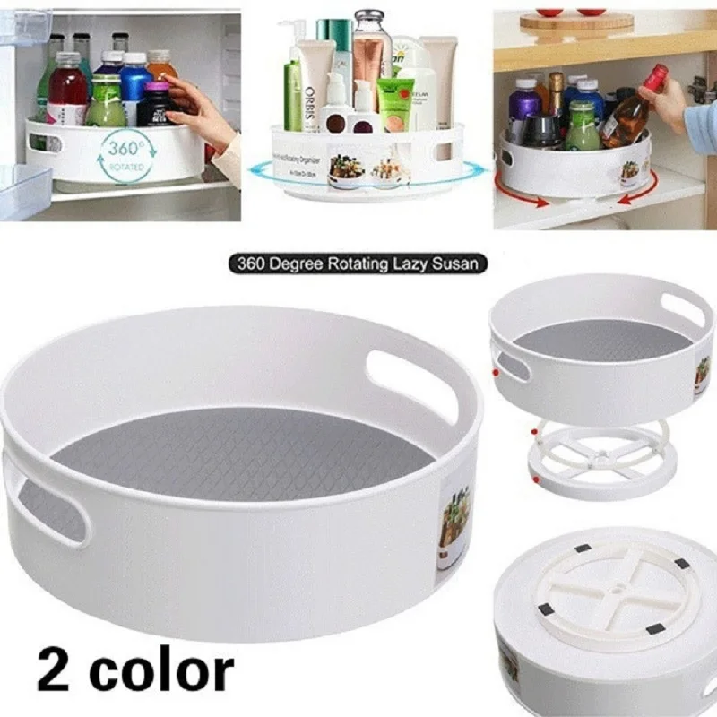 

360Â° Rotating Non-Slip Storage Tray Multifunctional Make Up Home Plastic Desktop Organizer Shelf For Kitchen Bathroom Accessorie
