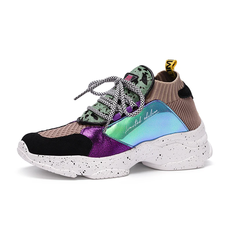 Женские массивные кроссовки SUOVEKGO из натуральной кожи дышащая вязаная женская