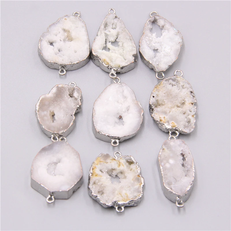 Соединитель из натурального белого камня geode серебристого цвета аксессуары для