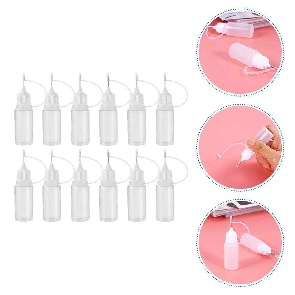 

12Pcs Needle Tip Glue Bottle Translucent Applicator Bottle Oil Filling Bottle