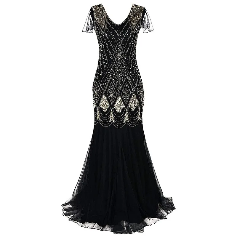 Платье-Русалка Женское длинное коктейльное с блестками без рукавов в стиле