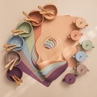 посуда тарелки для детская посуда тарелка менажница на присоске силиконовая посуда дети посуда малышей тарелок 6 шт.комплект, силиконовые нагрудники-ложки для кормления ребенка