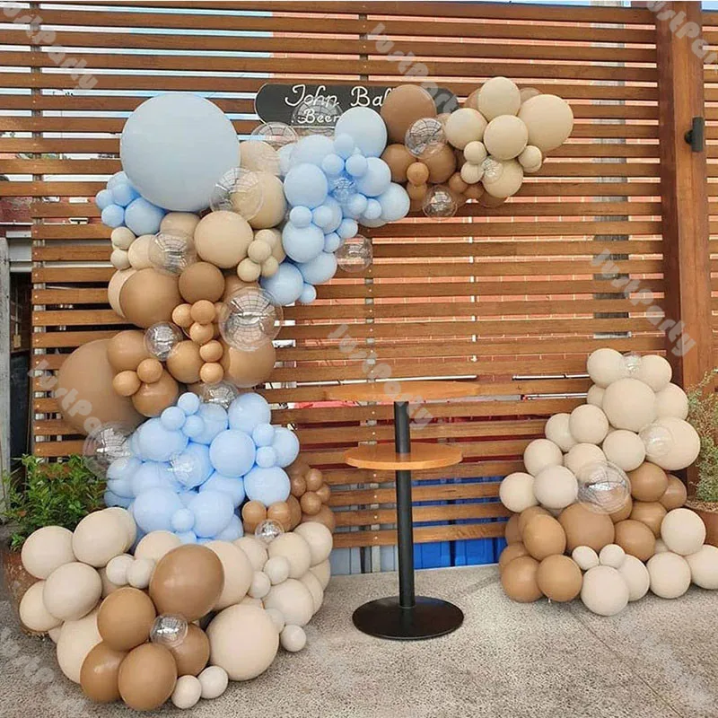 

197pcs Doubled Apricot Balloon Garland Wedding Decoration Macaron Blue Ballon Arch Baby Shower Biryhday Party Decor Coco Globos