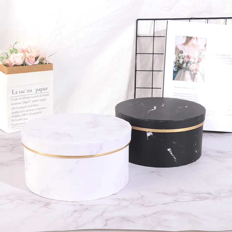 Мраморная романтическая круглая Цветочная коробка цветочная упаковка бумажная