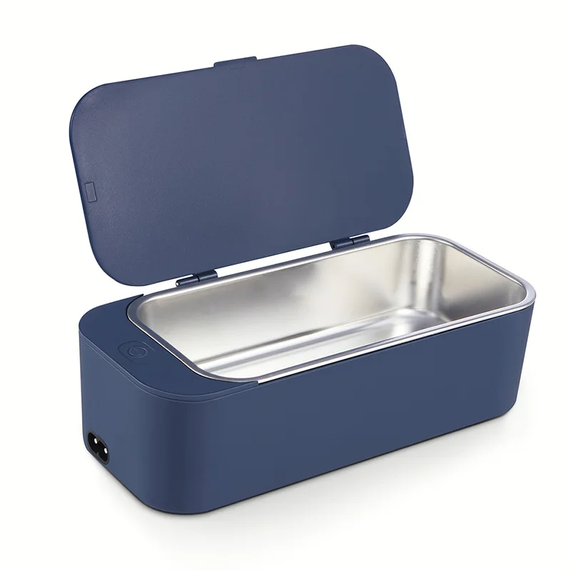 ЕС Plug синий Ультразвуковой очиститель Таймер для ванны 400 мл 42 кГц ожерелье