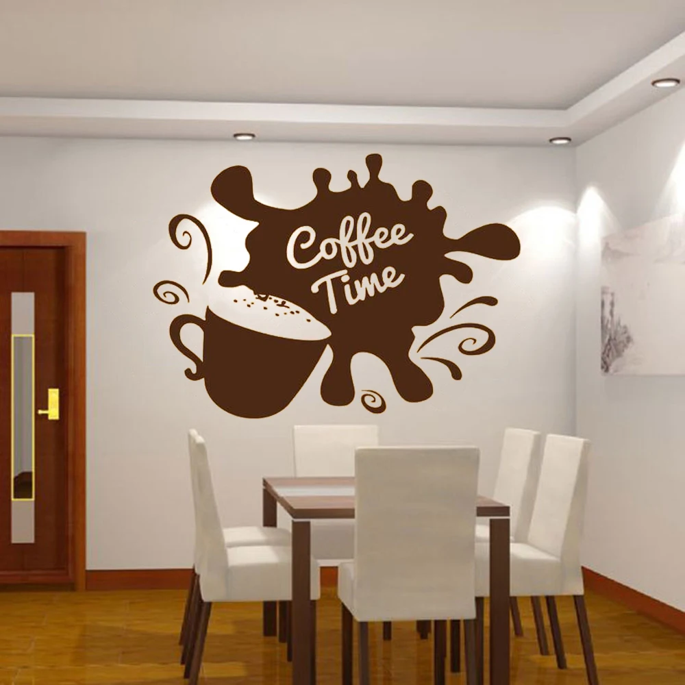 

Creative Coffee Cup Wall Stickers Murals For Cafe Restaurant Decor Decals Wallpaper Hand Carved Kitchen Decoration Poster DW8731