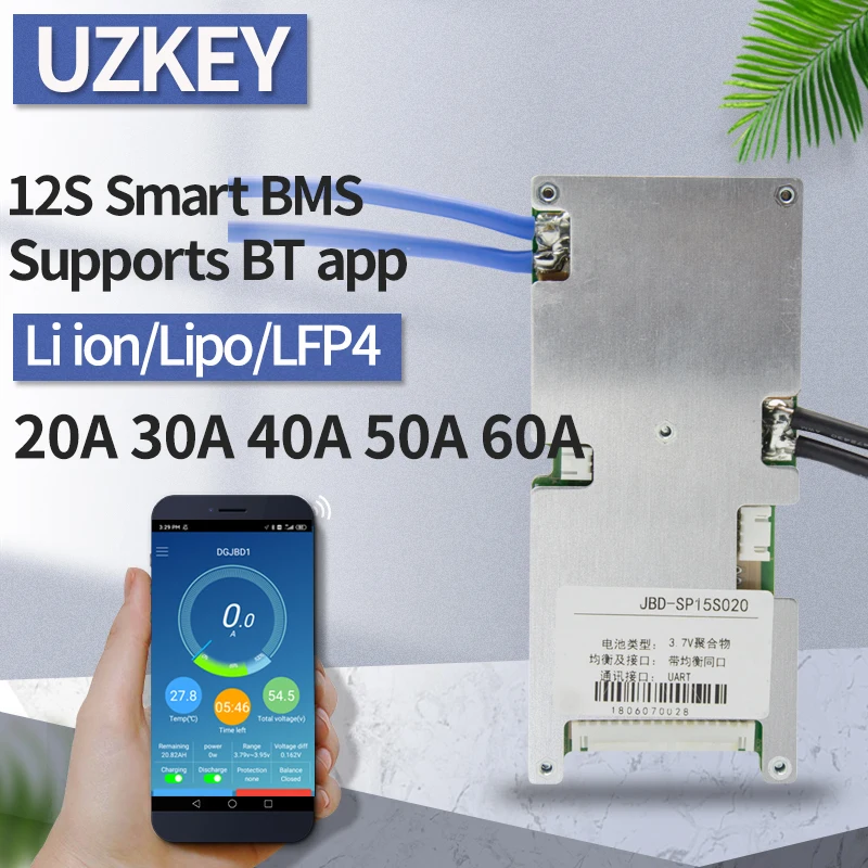 

BMS 12S 36 В LiFePo4 Поддержка Bluetooth Smart LiPo плата защиты аккумулятора 20A 30A 40A 50A 60A Ebike Balance Li-Ion Pack Cell PCM