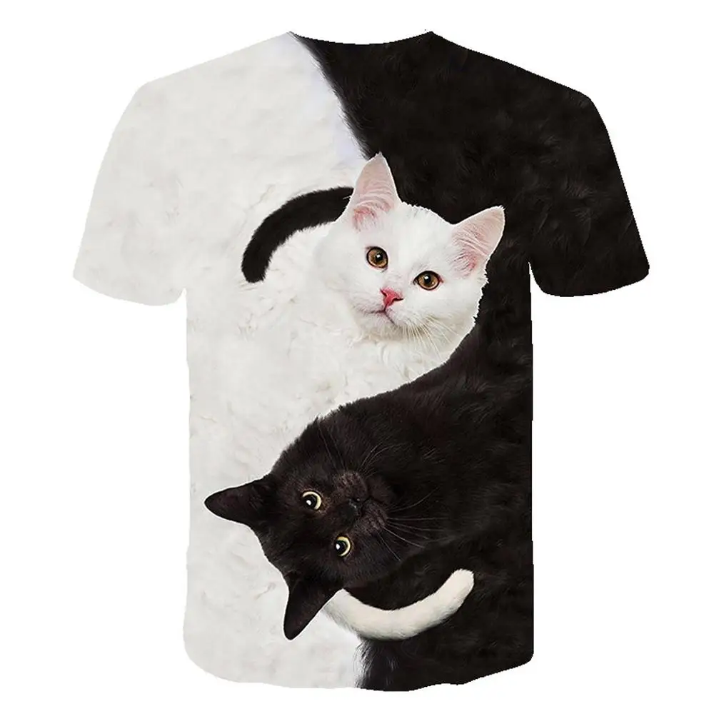 Fashion New Cool T-shirt Men/Women 3d Tshirt Print two cat Short Sleeve Summer Tops Tees T shirt Male XXS-6XL