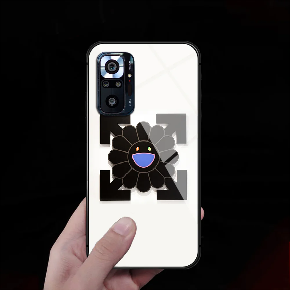 

Murakami Sun Flower Tempered Glass Phone Case Cover For Xiaomi Redmi Note 7 8 9 10 K40 A C S T Pro Black Bumper 3D Back Etui