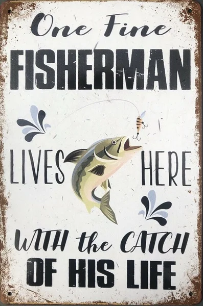 

Рыболовный гараж, деревенский винтажный металлический жестяной знак, мужская пещера, навес и бар, жестяной знак