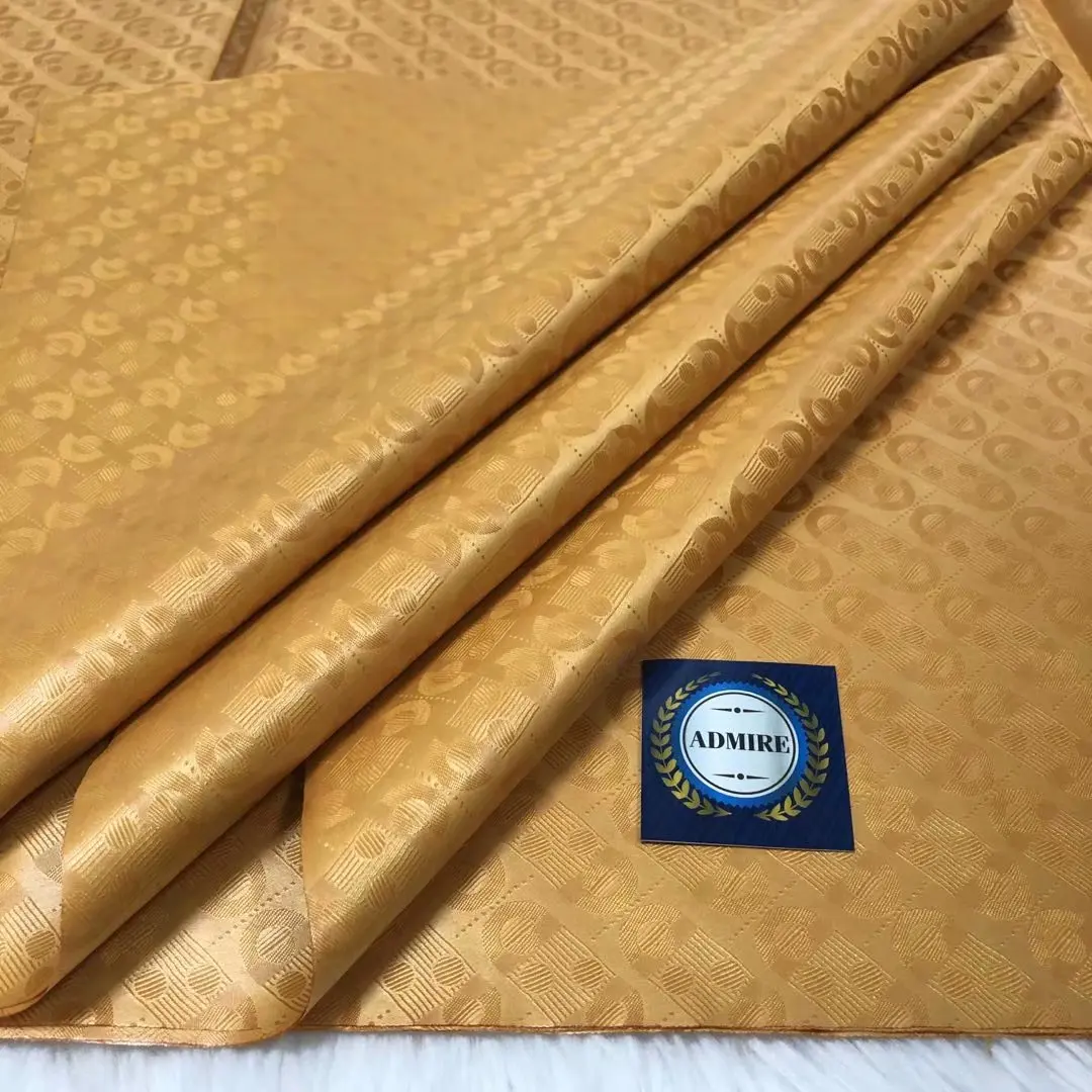 

Кружевная африканская кружевная ткань Golden Bazin, 5 ярдов, классический дизайн для шитья свадебного платья