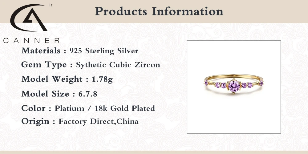 

CANNER Wedding Ring Purple Diamond Ring 925 Sterling Silver Anillos Rings For Women Luxury Fine Jewelry Wedding Rings Bijoux