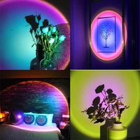 led night light rainbow atmosphere usb sunset lamp for home decoration shop background wall projector lighting
