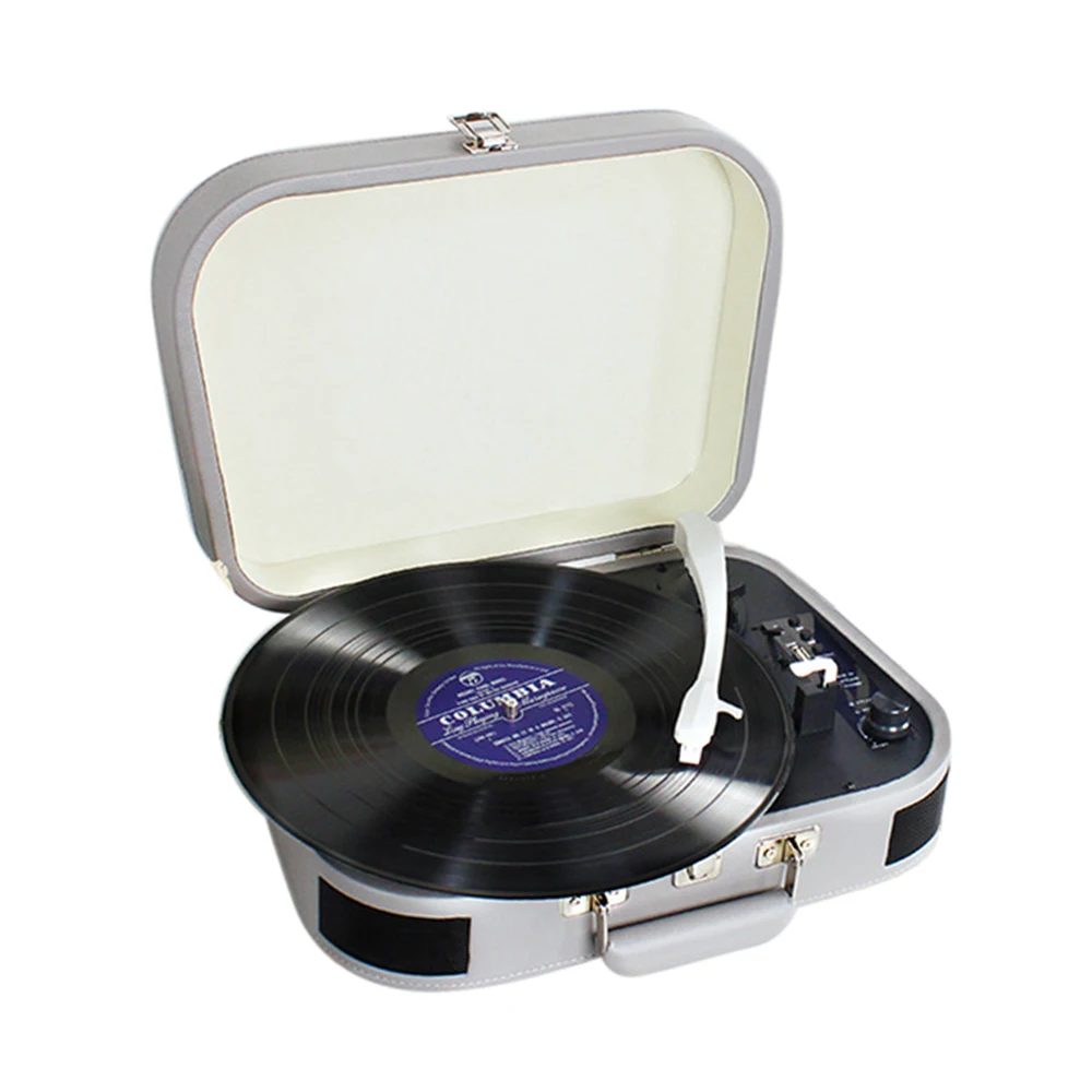 

Vintage Phonograph 3-Speed BT Portable Suitcase Record Player Turntable with Aux Input RCA Output Headphone Jack USB Port