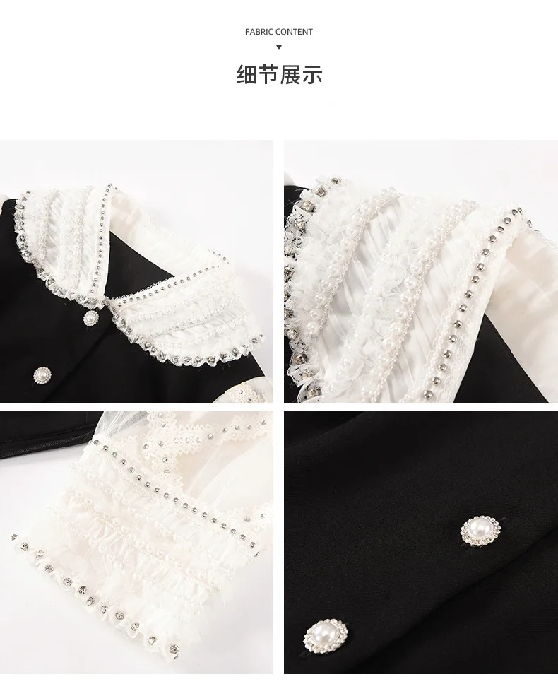 

Spring and Summer New Doll Collar Puff Sleeve Dress Lace Chiffon A-line Dress
