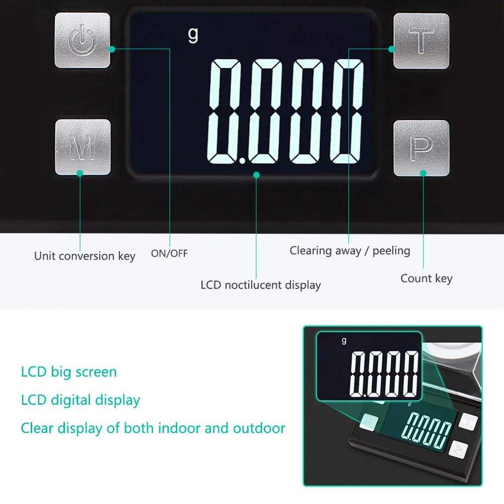 Yieryi lcd Цифровые 0,001 г ювелирные изделия, называемые высокоточные портативные медицинские лабораторные весы с весом в миллиграмме, электронные весы