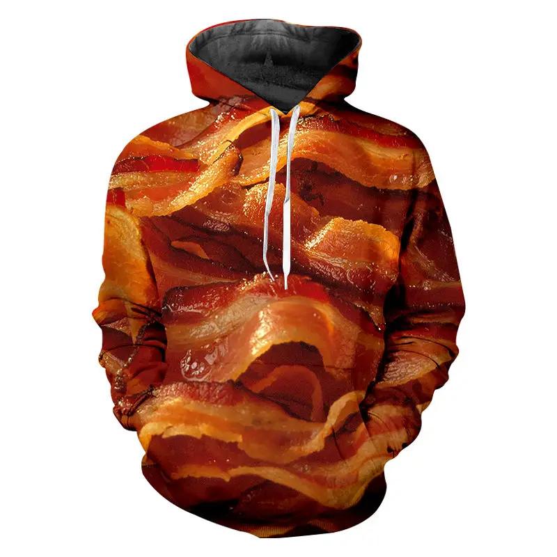 Вкусные 3D принт на гриле мяса толстовки мужские худи с изображением еды