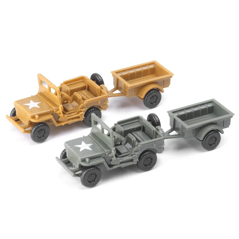 1:72 WW II Willys Jeep Miniature Model Military Vehicle Assembly SUV Model Kids Toy Car