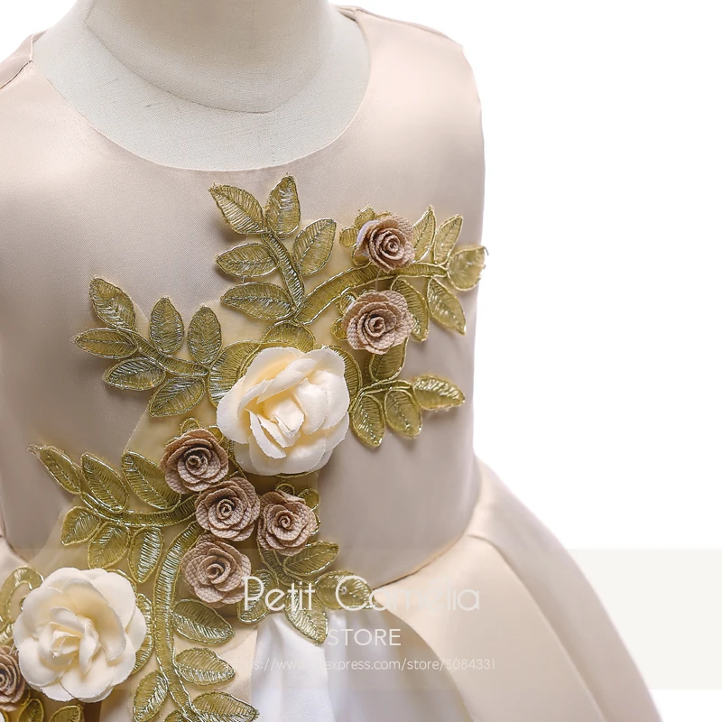 Платье принцессы для девочек вечернее платье с аппликацией выступлений и