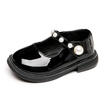 girls leather shoes for 2021 new pearl princess casual flats fashion children shoes sweet cute for wedding school shoes chic