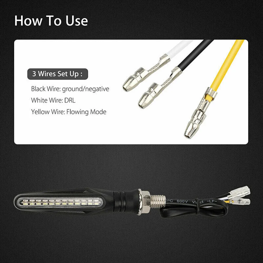 

DRL Signal Light Light Signal 4pcs 4x Black Flowing Motorcycle Tail Turn