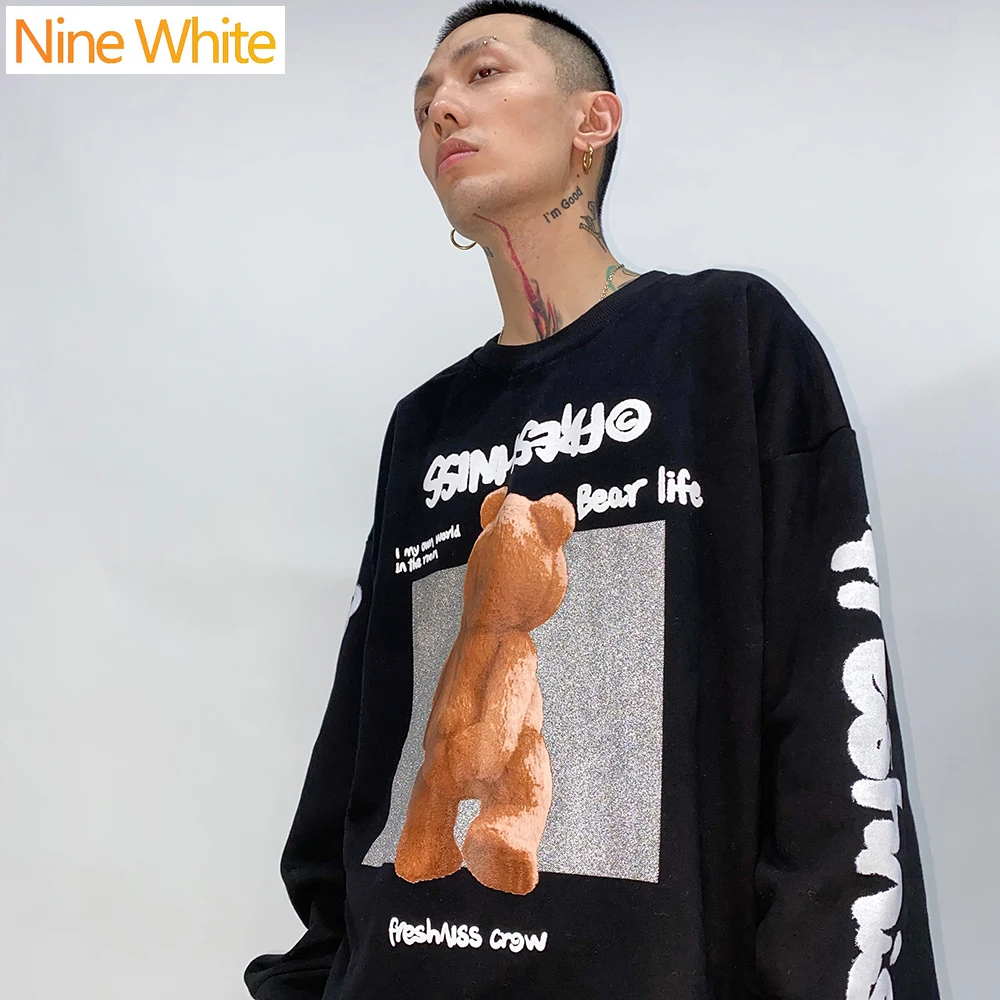 

Hip Hop Lightning Hoodie Sweatshirt Men Harajuku Streetwear Hooded Pullover Cotton Autumn 2020 Loose Hoodie HipHop Hipster Black
