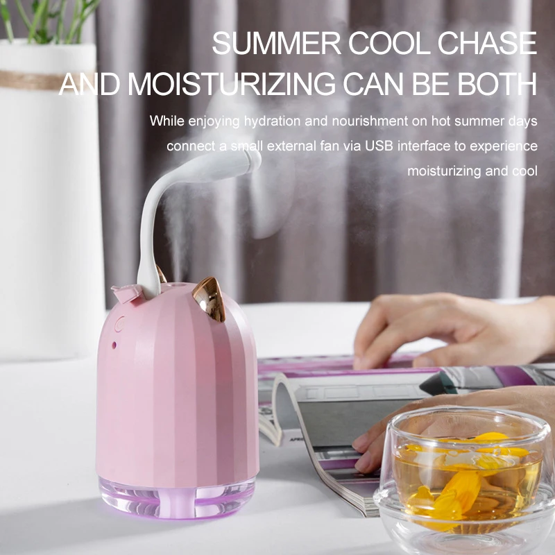 

USB Cute Cat Air Humidifier Desktop Diffuser 280ML Car Air Freshener Purifier Mini Portable Diffuser With LED Lights For Home