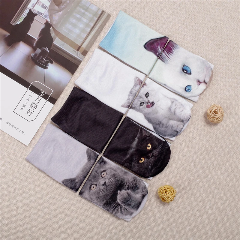Новинка 2020 милые женские носки с забавным 3D-принтом животных хлопковые до