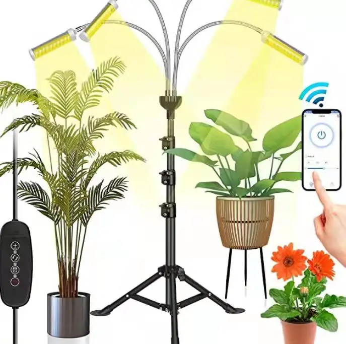 

Grow Light with Stand Full Spectrum Grow Lights with Phone APP for Indoor Plants 9 Brightness 3/6/12H Timer Adjustable Gooseneck
