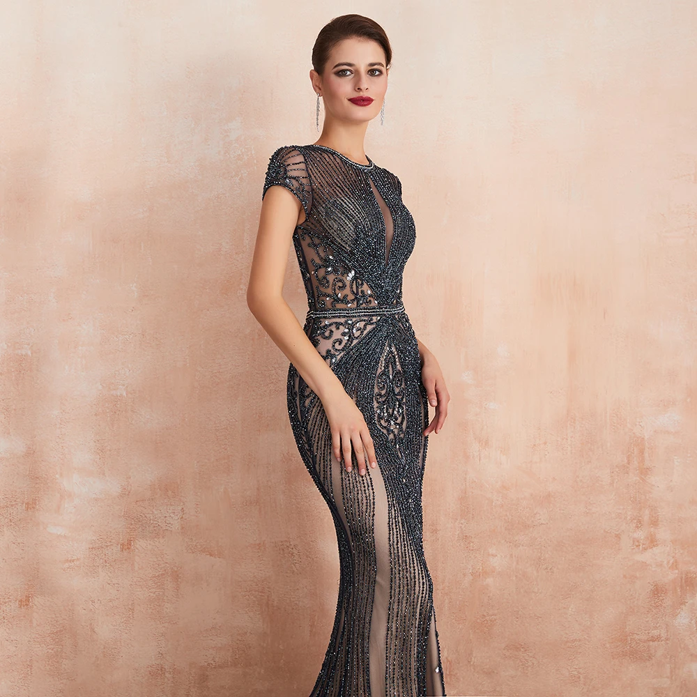 Новое поступление вечерние платья длинные 2020 круглый вырез Халат на молнии Vestidos