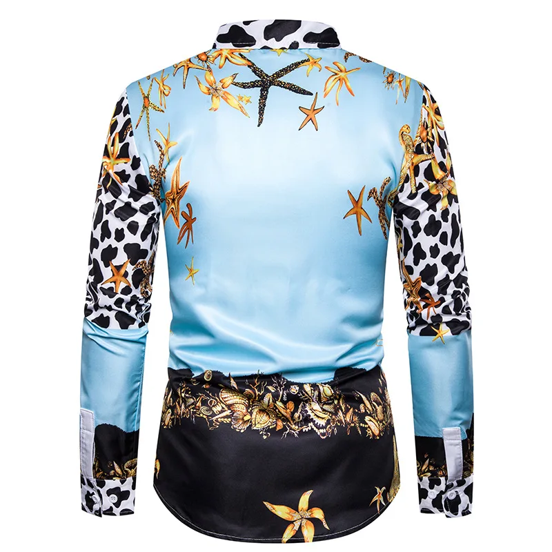 Мужская рубашка в стиле хип-хоп с леопардовым принтом | одежда