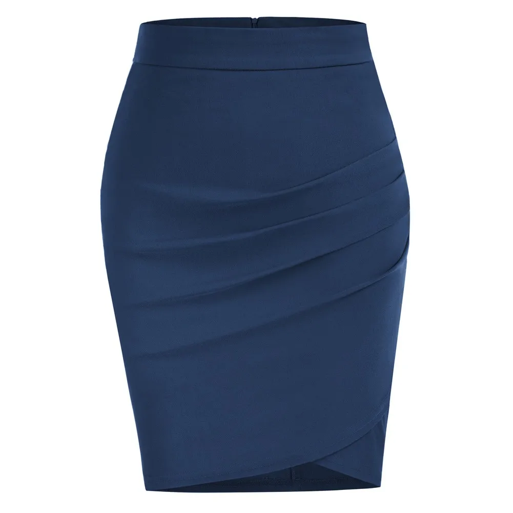 

Women Wrap Hem Skirt High Waist Ruched Front Hips-Wrapped Skirt Hem Cross-wrapped Hip Skirt Hips-wrapped Silhouette Skirt