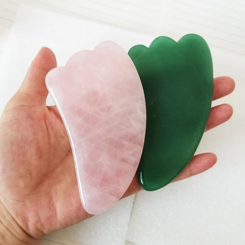 Натуральный розовый кварц нефрит камень доска гуаша Давление массажной терапии