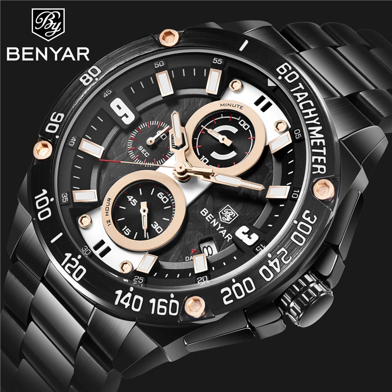 Мужские часы BENYAR новинка 2019 роскошные брендовые деловые кварцевые мужские