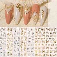 1pcs gold silver 3d nail sticker butterfly patterns nail art decoration stickers decal adhesive nail art decorations