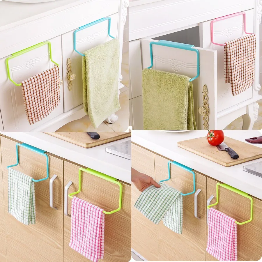 Towel Rack Hanging Holder Organizer Bathroom Kitchen Cabinet Cupboard Hanger Plastic seamless rags | Обустройство дома